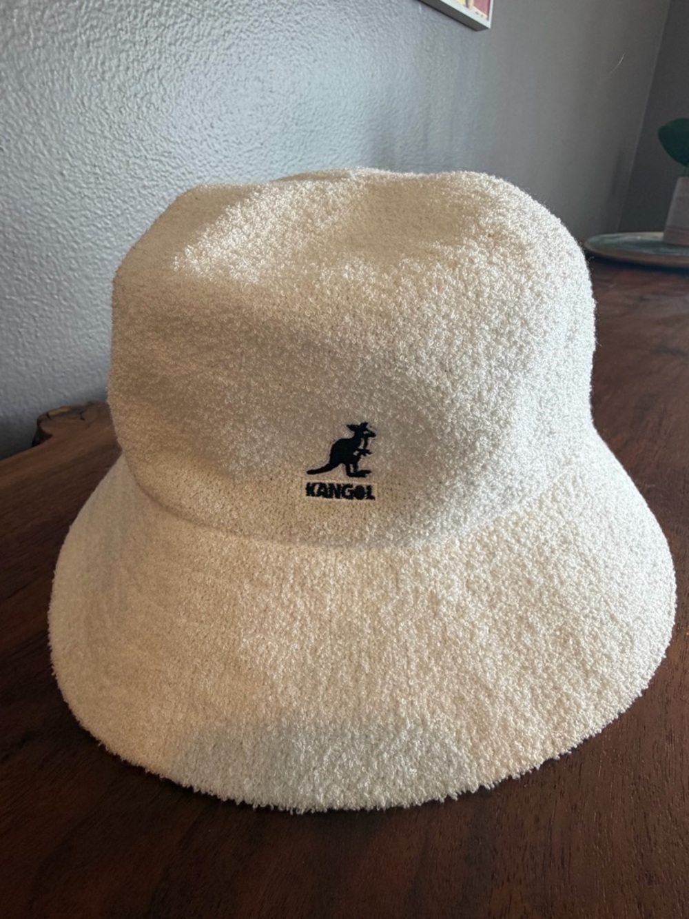Kangol White Terry Bucket Hat with Black Trim